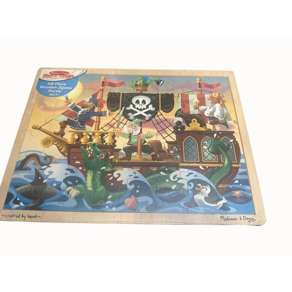 new Melissa & Doug Fresh Start 48 Pc  Wooden Jigsaw Puzzle  4+ Pirate Adventure - Picture 1 of 4